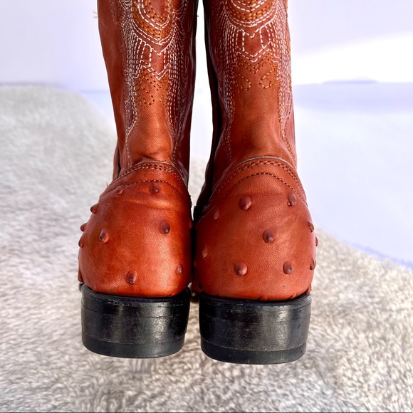 *Jar Boots | Orange Ostrich Leather Western Boot Size 20/13 - Picture 14 of 15